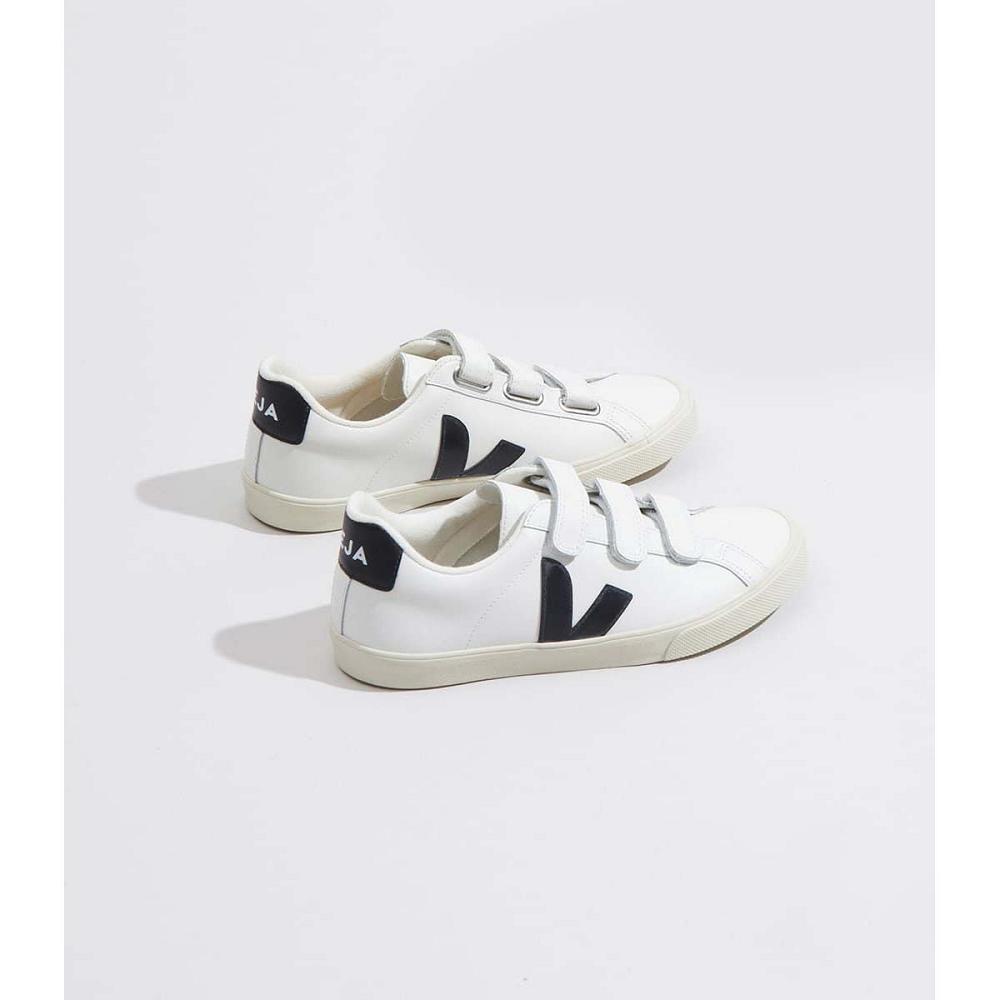 Veja 3-LOCK LEATHER Women's Sneakers White/Black | NZ 610QMA